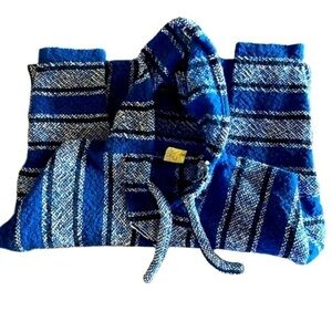 ARTILANA Striped Tijuana Hoodie Unisex Small Blue